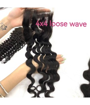 Human hair 4x4 Free Part Closure Loose Wave/ Curly Wave /Deep Wave/ Straight/ Body Wave Lace Closure  X01