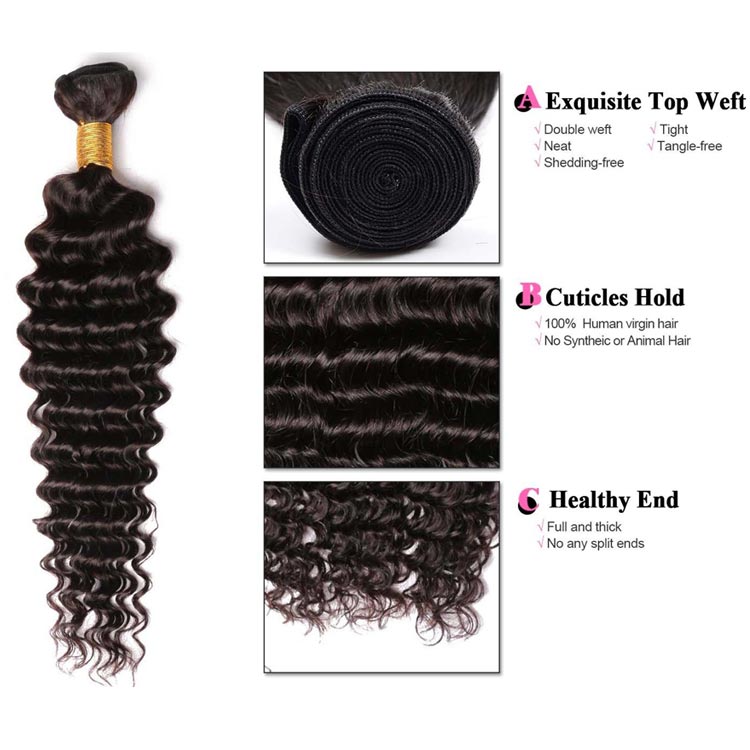 100 Virgin Peruvian Deep Wave Hair Weft for Black Women